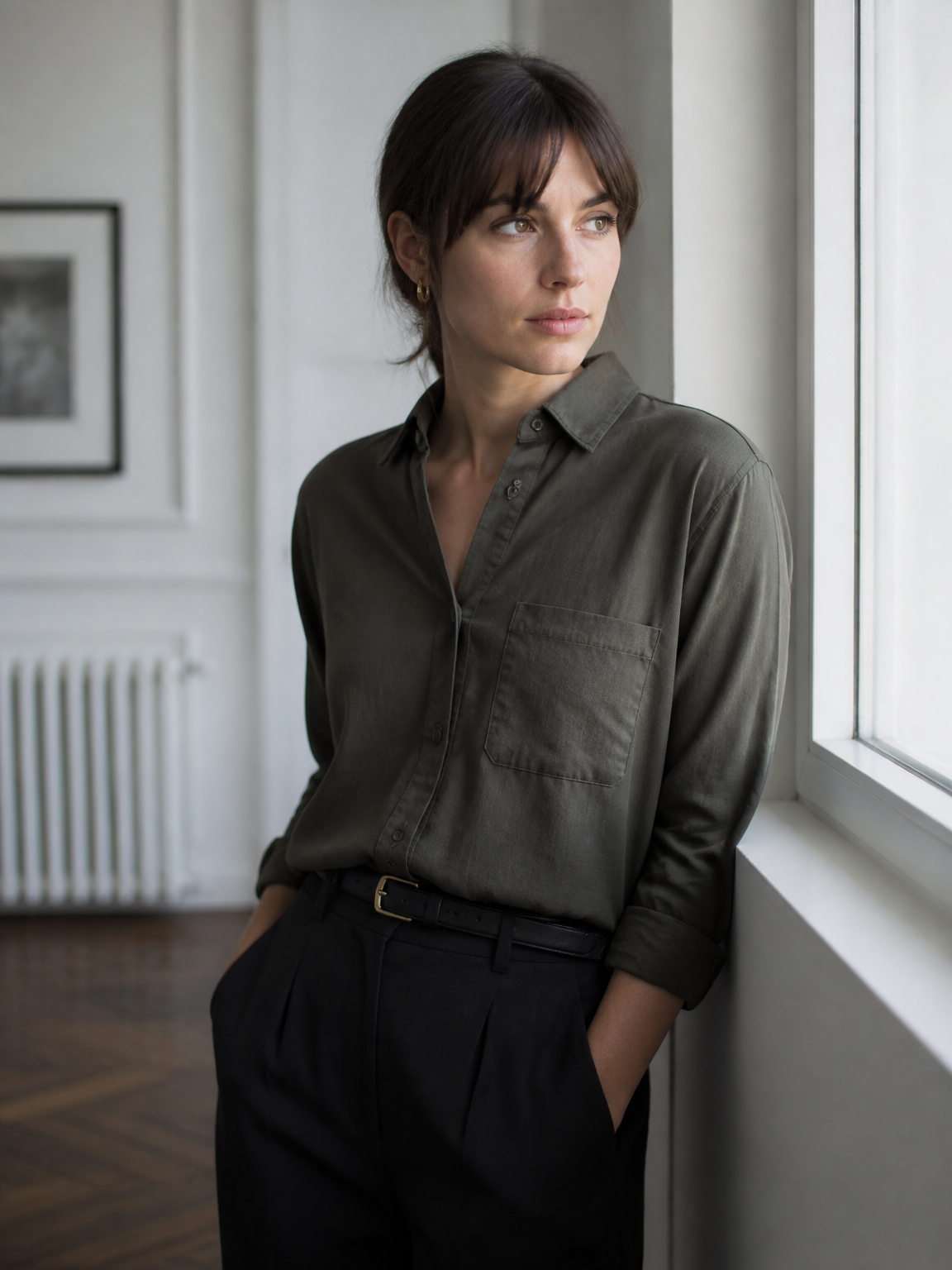 A portrait-oriented photograph with calm tonal contrast