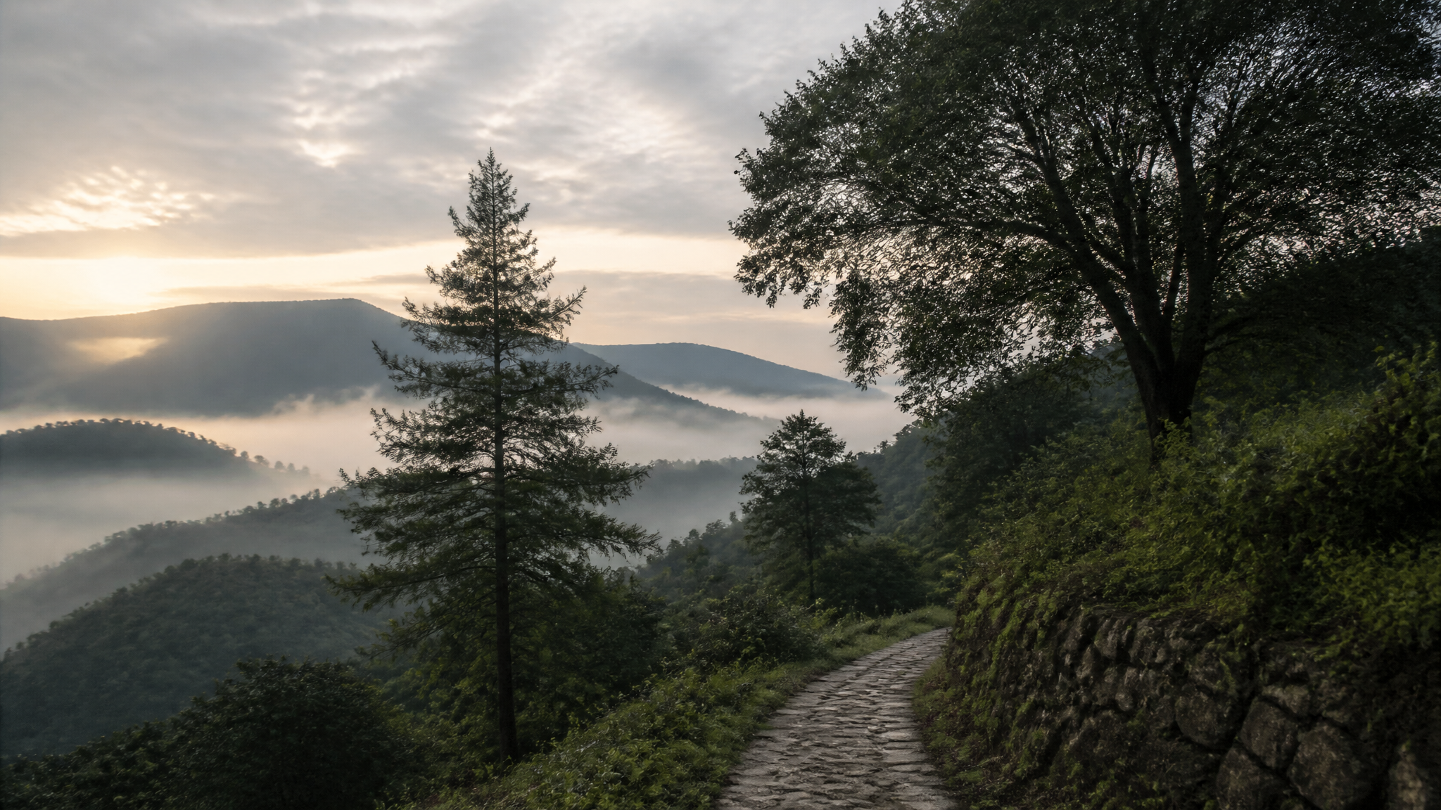 A wide photograph with subtle color and open framing